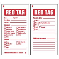 Red Tag - Quality Control - Double Sided Tag - Includes Cable Ties (Pack of 10)
